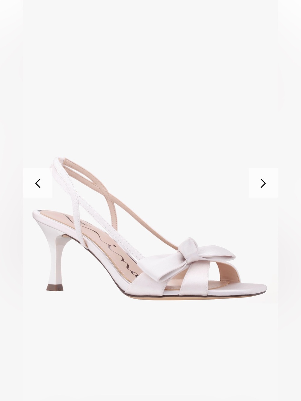 Nina White Satin Bow Slingback Sandals